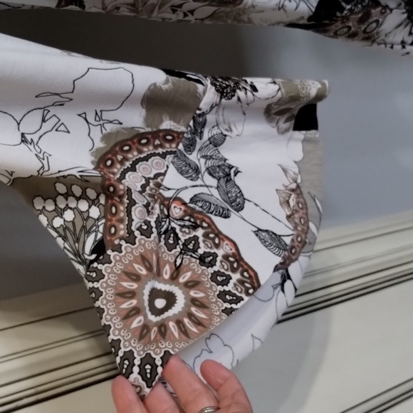 SOL RHR women's size 3X Boho printed floral top ruffle sleeve green white coral - Picture 4 of 9